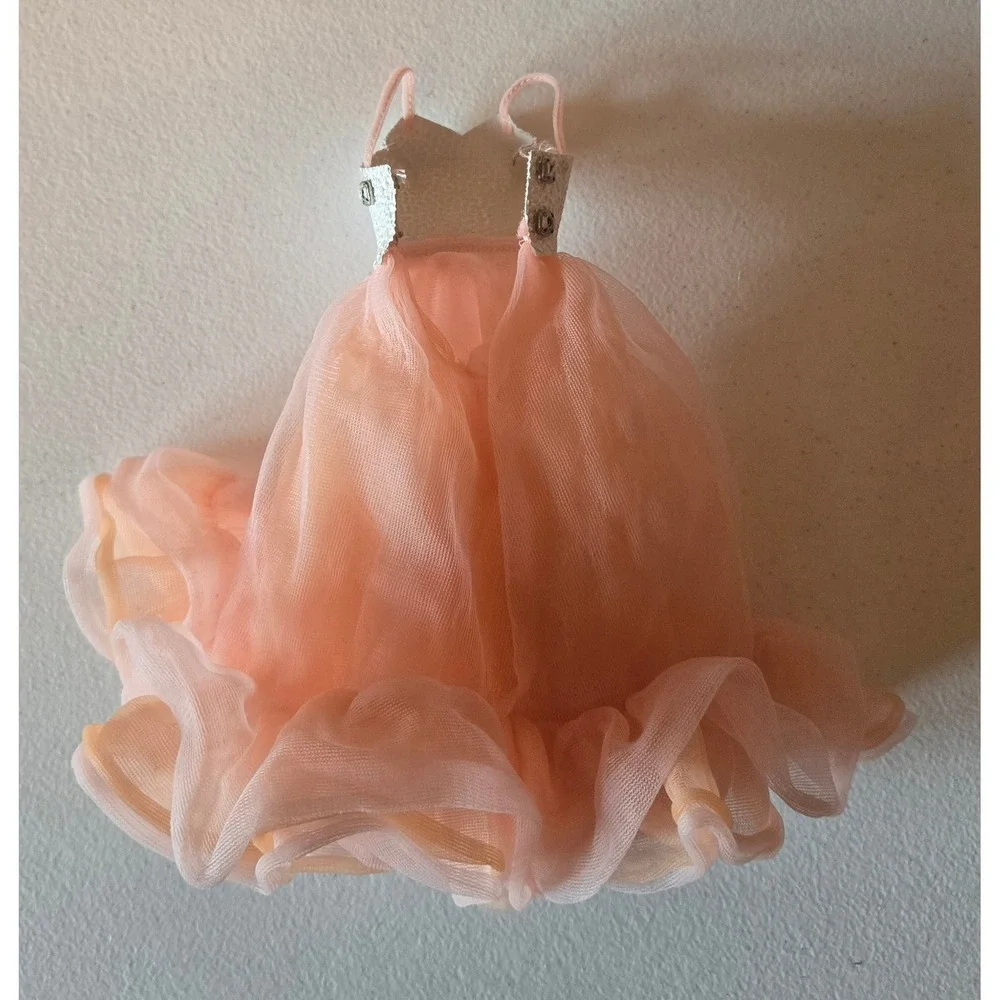 Vintage‎ Barbie Pink Tulle Ball Gown Silver Bodice Doll Dress 90s